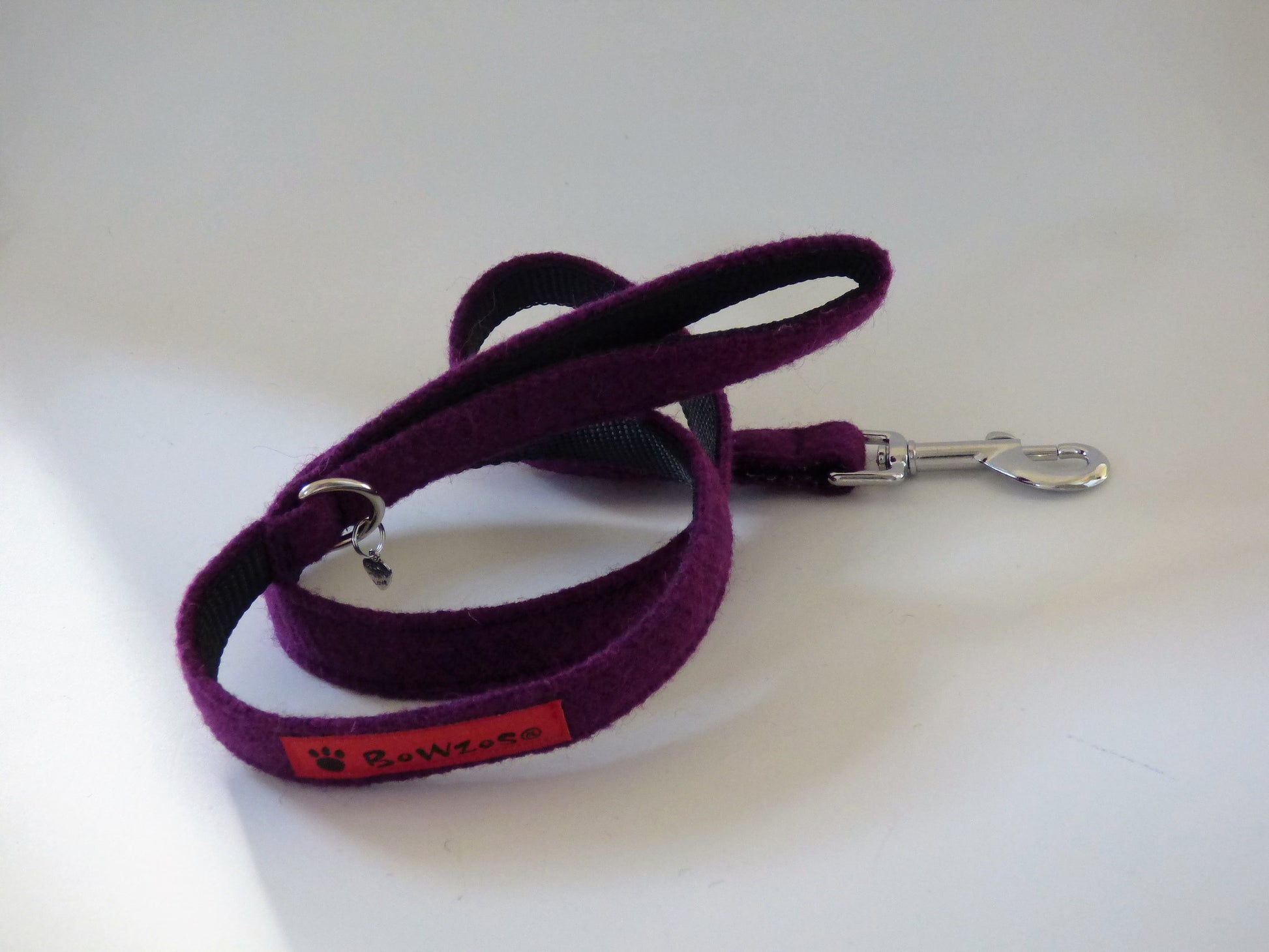 (Caledonian) Harris Tweed Dog Collar & Lead Set - Dark Purple - BOWZOS