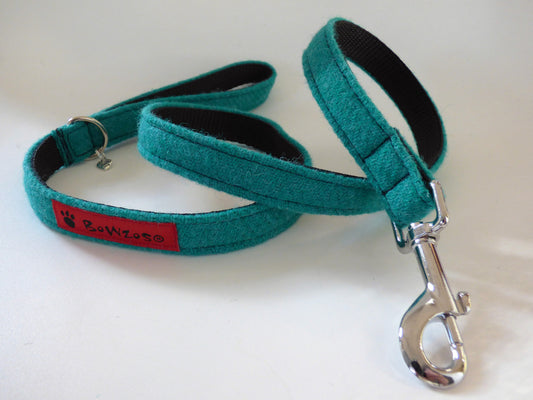 (Dalmahoy) Harris Tweed Dog Lead - Jade - BOWZOS