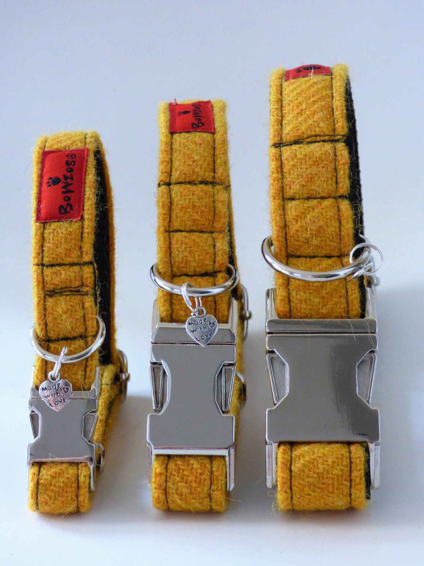 (Cairn) Harris Tweed Dog Collar  - Citrus Yellow - BOWZOS