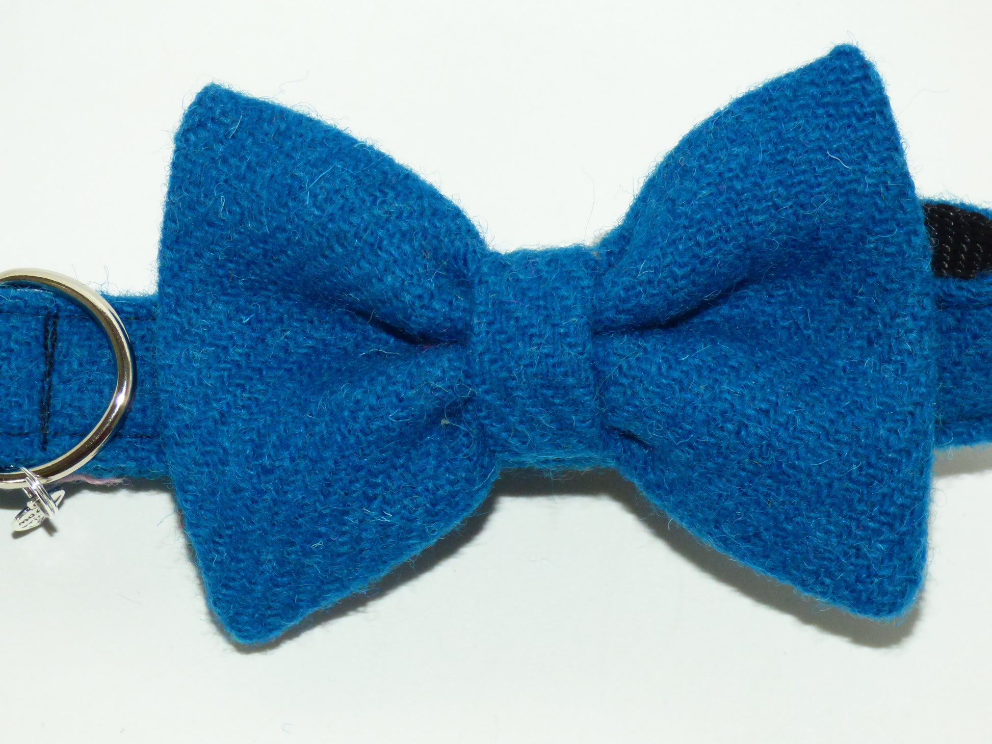 (Bonnie) Harris Tweed Bow Tie Dog Collar - Blue - BOWZOS
