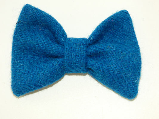 (Bonnie) Bowzos Bow - Harris Tweed Blue - BOWZOS