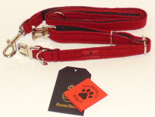 (Cranberry) Harris Tweed Dog Lead - BOWZOS