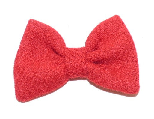 (Cranberry) Bowzos Bow - Harris Tweed Cranberry - BOWZOS