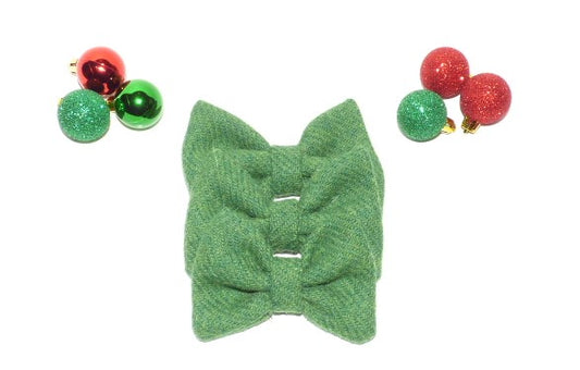 (Evergreen) Bowzos Bow - Harris Tweed Green - BOWZOS