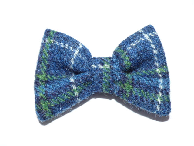 Bowzos Bow - Harris Tweed Blue & White Check - BOWZOS