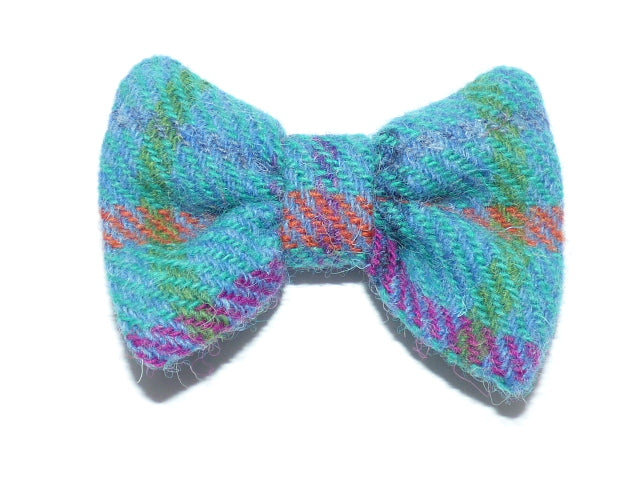 (Tiree) Bowzos Bow - Turquoise Harris Tweed Check - BOWZOS