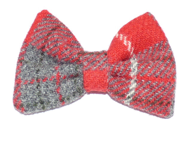 (Brodie) Bowzos Bow - Harris Tweed Red/Grey Check - BOWZOS