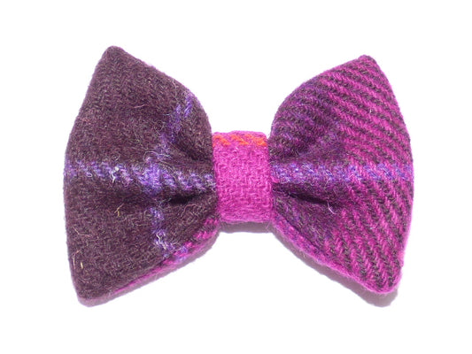 (Mull) Bowzos Bow - Harris Tweed Fuschia Check - BOWZOS