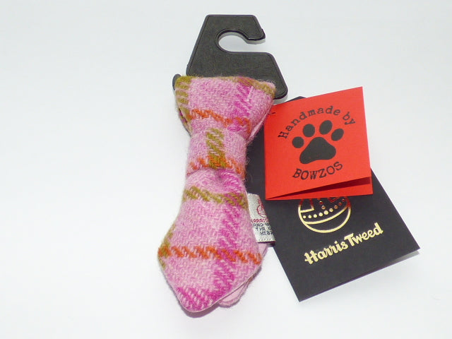 (Isla) Bowzos Harris Tweed Dog Tie - Baby Pink Check - BOWZOS