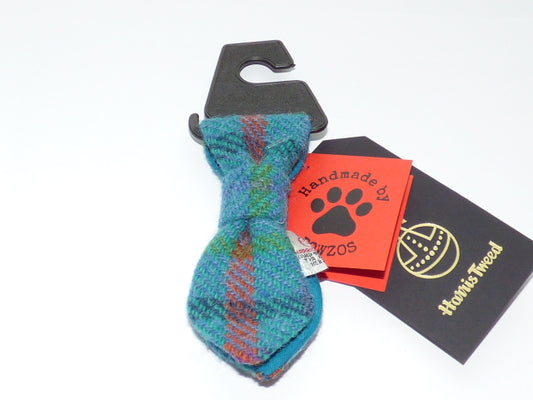 (Tiree) Bowzos Harris Tweed Dog Tie - Turquoise Check - BOWZOS