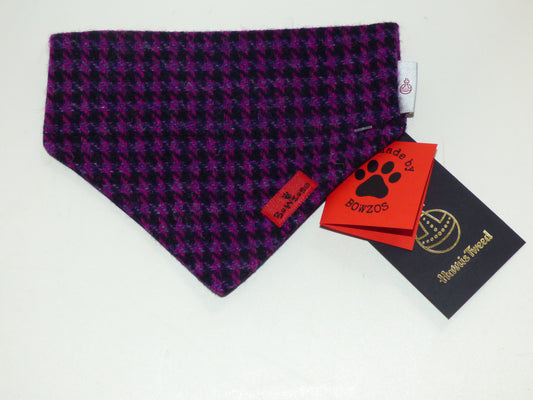 (Hetty) Bowzos Harris Tweed Bandana - Purple Houndstooth - BOWZOS