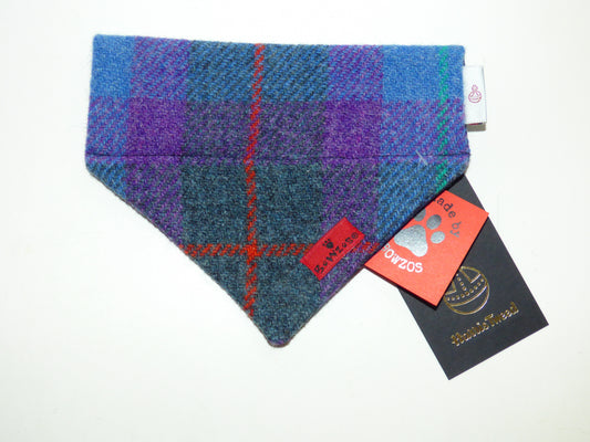 (Barra) Bowzos Harris Tweed Bandana - Berry Blue Check - BOWZOS