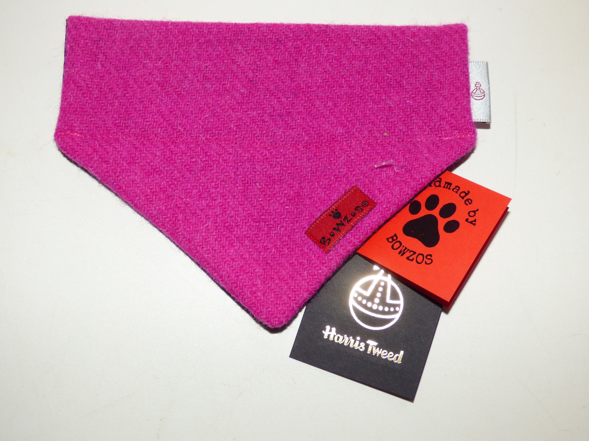(Roxburghe) Bowzos Harris Tweed Bandana - Bubblegum Pink - BOWZOS