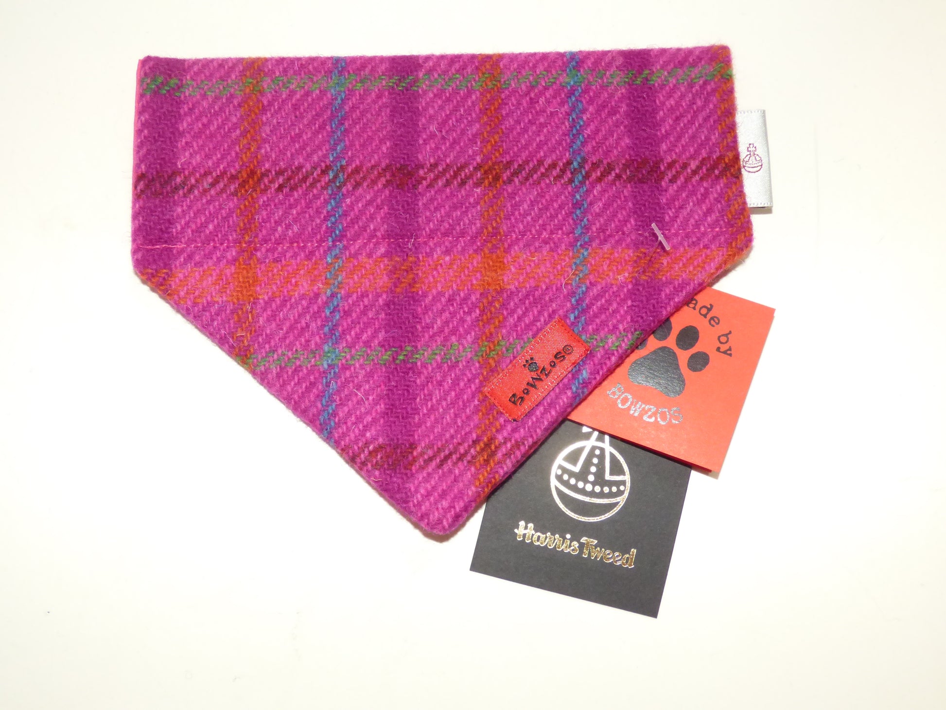 (Iona) Bowzos Harris Tweed Bandana - Cerise Pink - BOWZOS