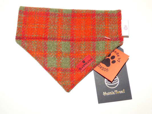 (Arran) Bowzos Harris Tweed Bandana - Orange  Check - BOWZOS