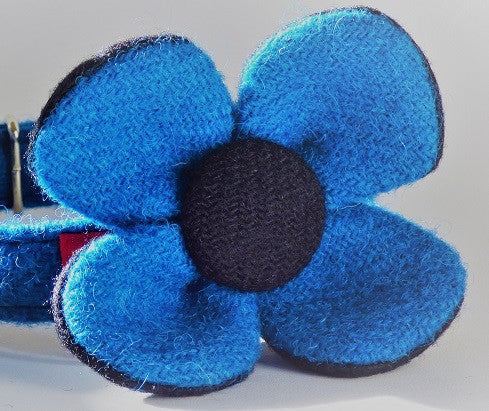 Bright Harris Tweed Flower Collar Accessory - Various Colours - BOWZOS