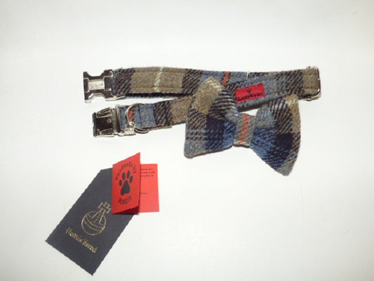 Harris Tweed Bow Tie Dog Collar - MacKenzie Tartan - BOWZOS