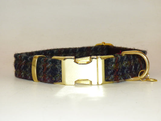 (Hector) Houndstooth Harris Tweed Dog Collar - BOWZOS
