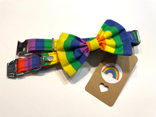 Bowzos Bow Tie Dog Collar - Pawride Rainbow