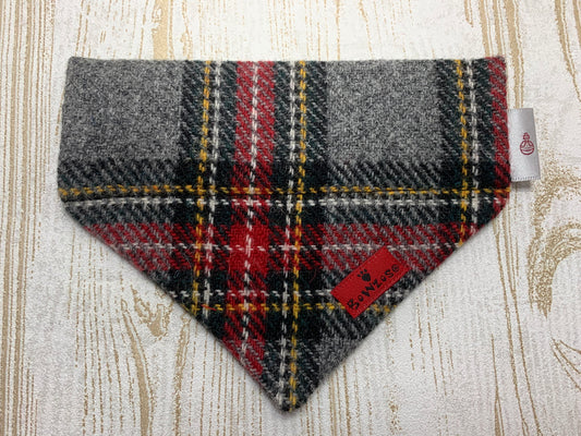 Bowzos Harris Tweed Bandana - Grey Stewart Tartan - BOWZOS