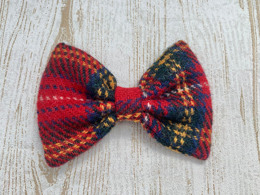 Bowzos Bow - Harris Tweed Red Stewart Tartan - BOWZOS