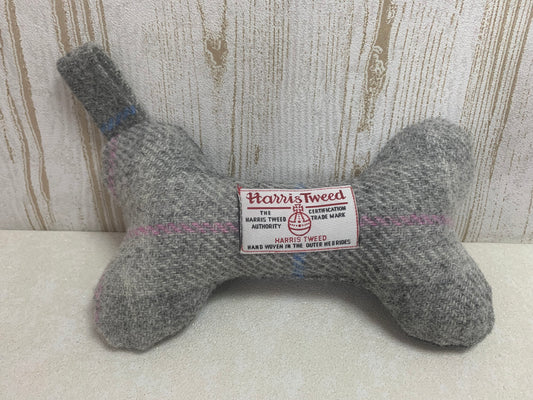 (Baby Grey) Bowzos Harris Tweed Squeaky Bone Toy - Grey - BOWZOS