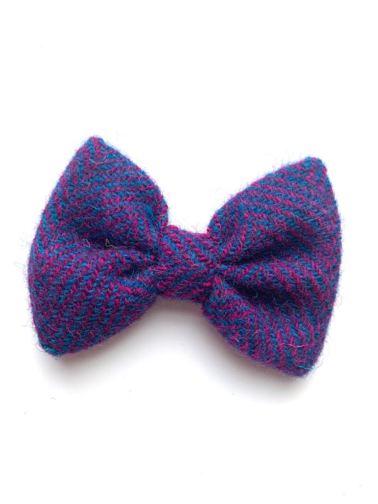 (Seilebost) Bowzos Bow - Harris Tweed® Purple Herringbone