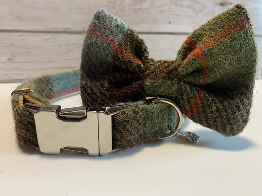 (MacLeod) Harris Tweed® Bow Tie Dog Collar - MacLeod Tartan