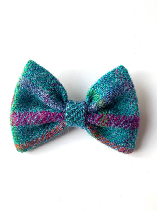 (Tiree) Bowzos Bow - Turquoise Harris Tweed® Check