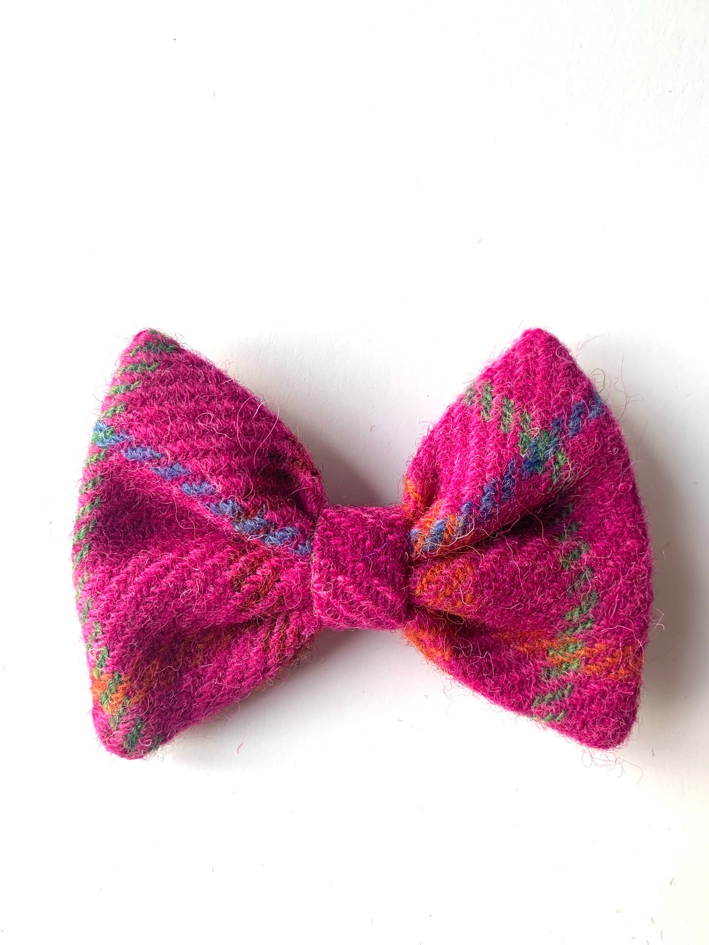 (Iona) Bowzos Bow - Harris Tweed® Cerise Pink Check