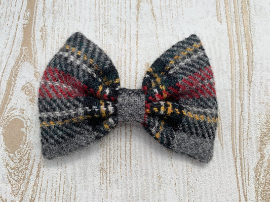 Bowzos Bow - Harris Tweed Grey Stewart Tartan - BOWZOS