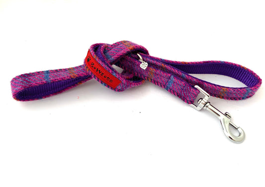 (Jura) Harris Tweed® Dog Lead - Purple Check