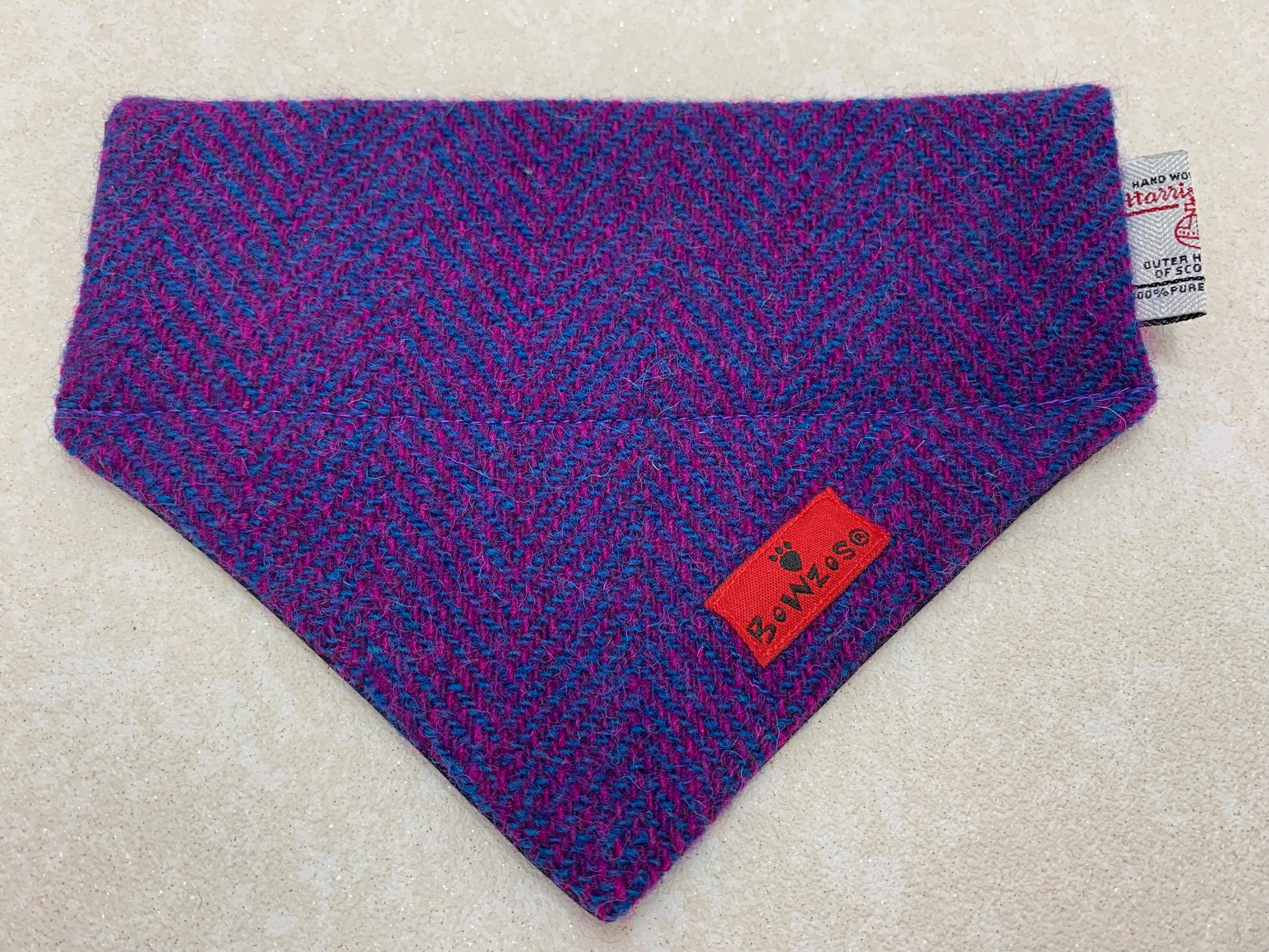 (Seilebost) Bowzos Harris Tweed Bandana - Purple Herringbone - BOWZOS