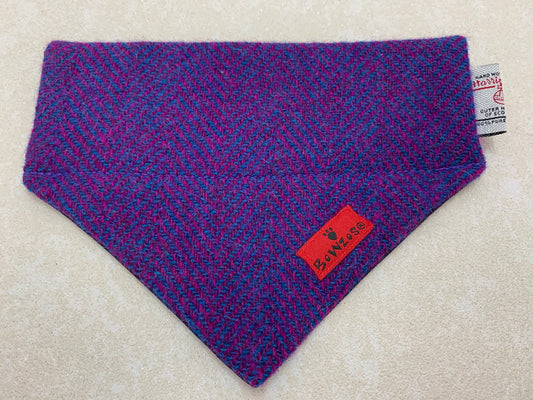 (Seilebost) Bowzos Harris Tweed Bandana - Purple Herringbone - BOWZOS