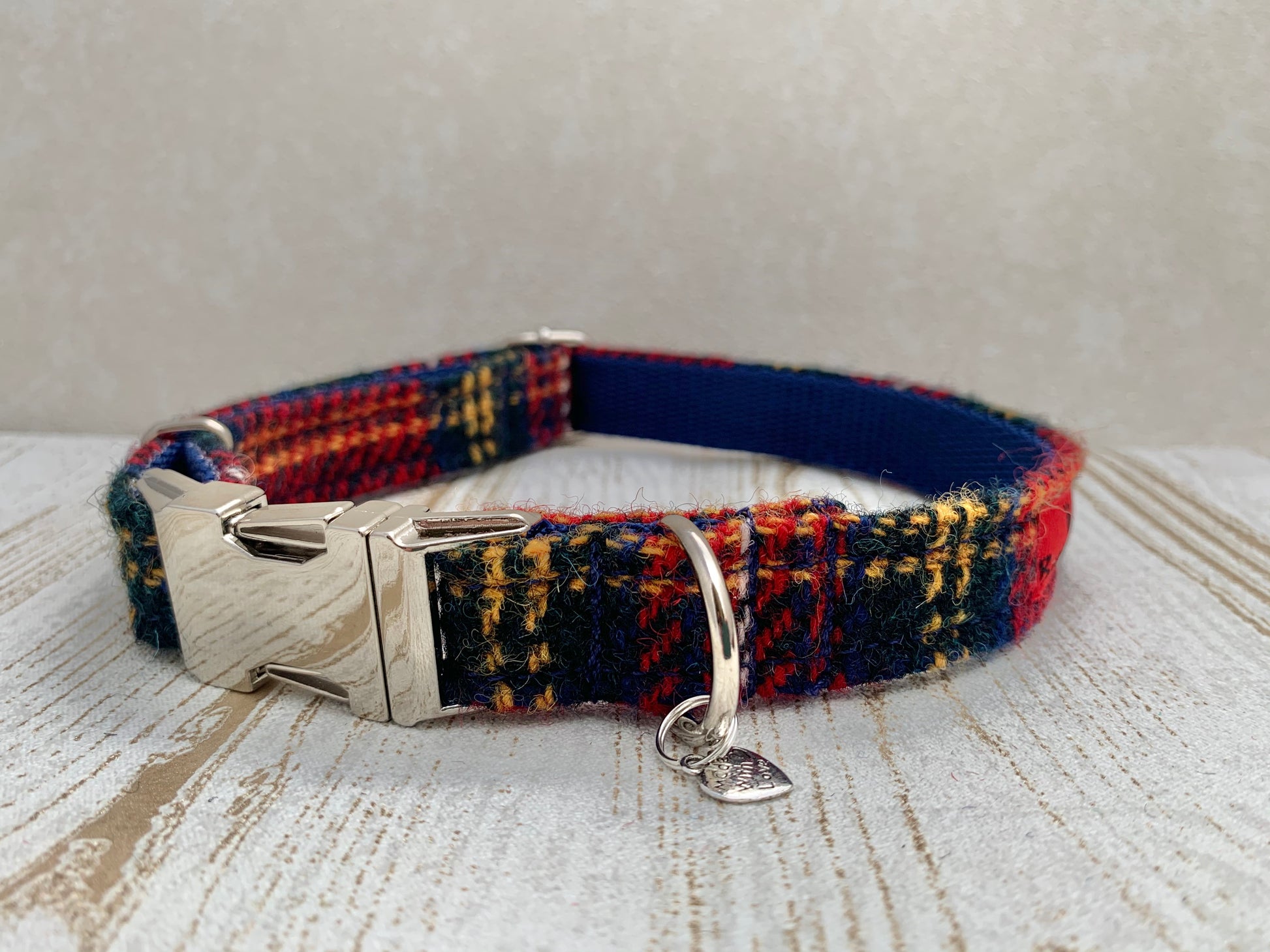 Harris Tweed Dog Collar  - Red Stewart Tartan - BOWZOS