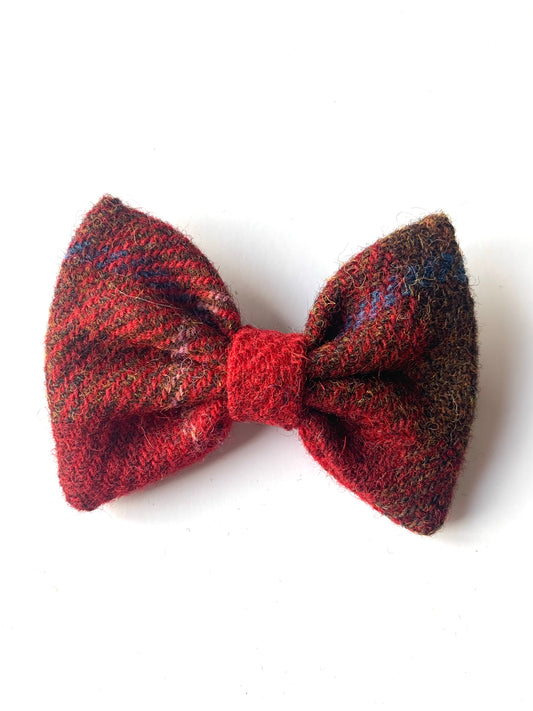 (Blair) Bowzos Bow - Harris Tweed® Dark Red Check