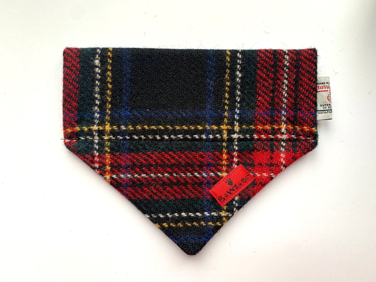 (Black Stewart) Bowzos Harris Tweed® Bandana -Black Stewart Tartan