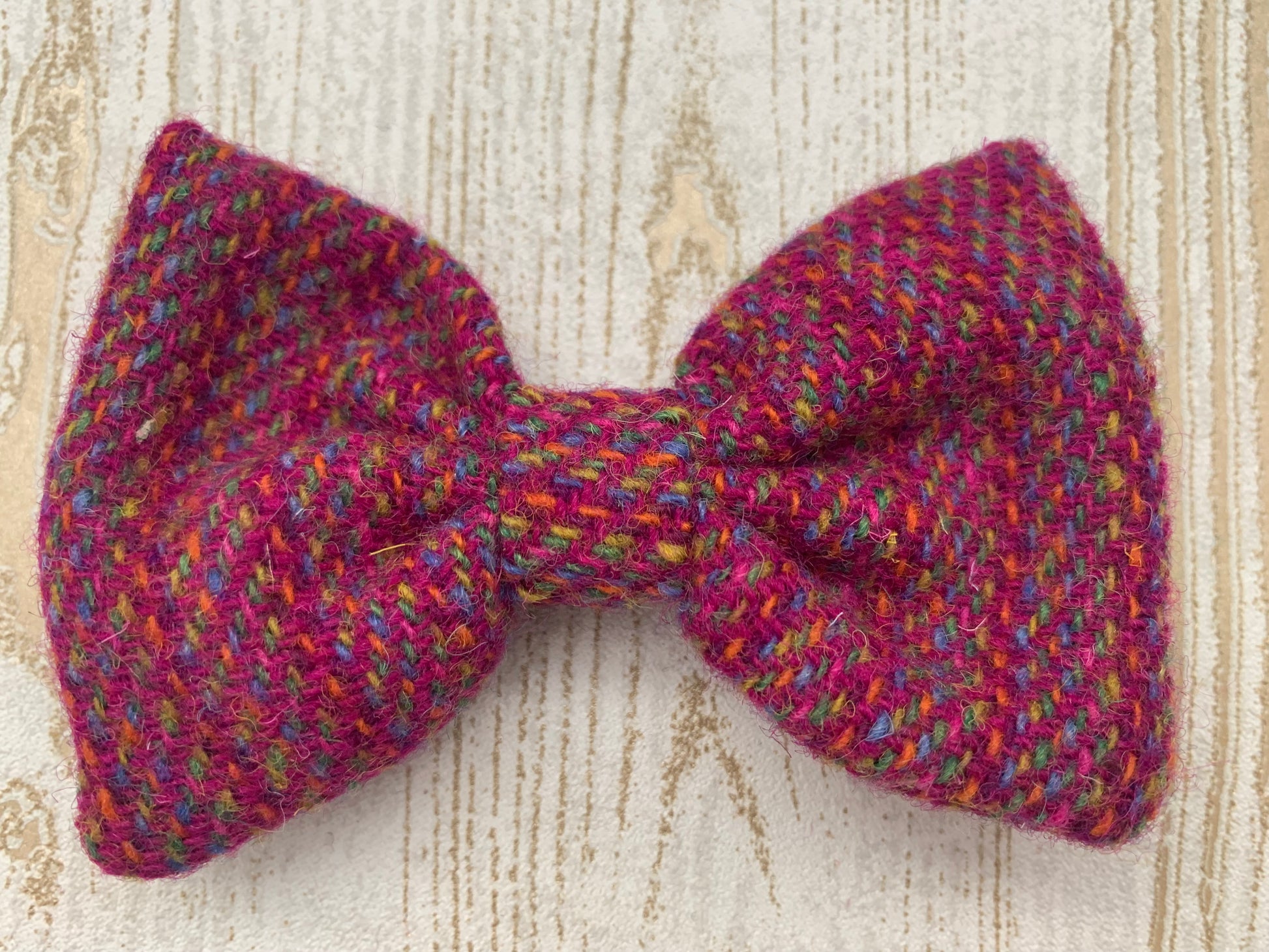 (Kellie) Harris Tweed Bow Tie Dog Collar - Pink Kaona - BOWZOS