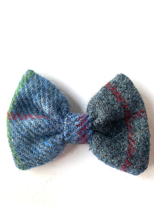 (Skye) Bowzos Bow - Harris Tweed® Blue/Grey Check