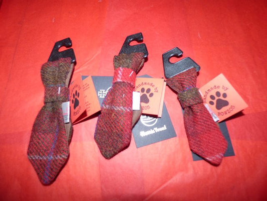(Blair) Bowzos Harris Tweed Dog Tie - Dark Red Check - BOWZOS
